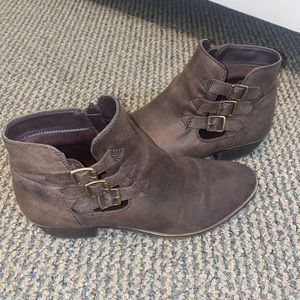 Dark brown fall booties
